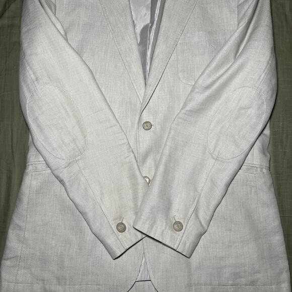 Joseph Abboud Mens Size XL Blazer Sport Coat Linen Blend Elbow Patches **READ** - Picture 2 of 11